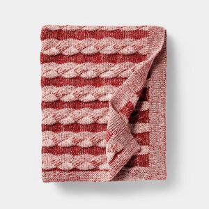 50"x60" Twisted Cable Throw Blanket Burgundy/Cream - Studio McGee